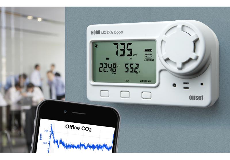 HOBO MX1102A Bluetooth Low Energy Carbon Dioxide/Temperature/Relative Humidity Data Logger