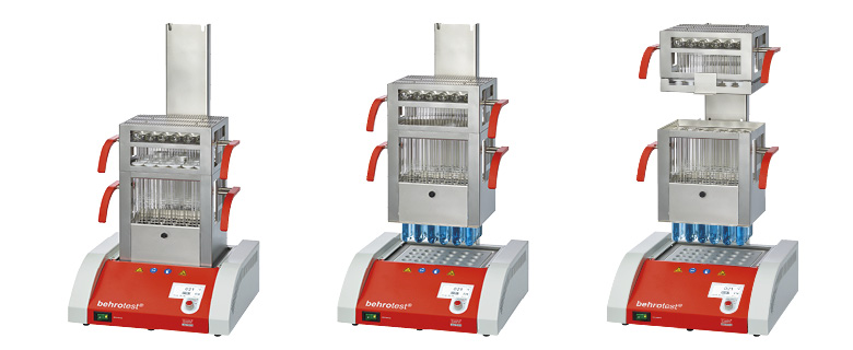 Kjeldahl block digestion systems with fully automatic lift